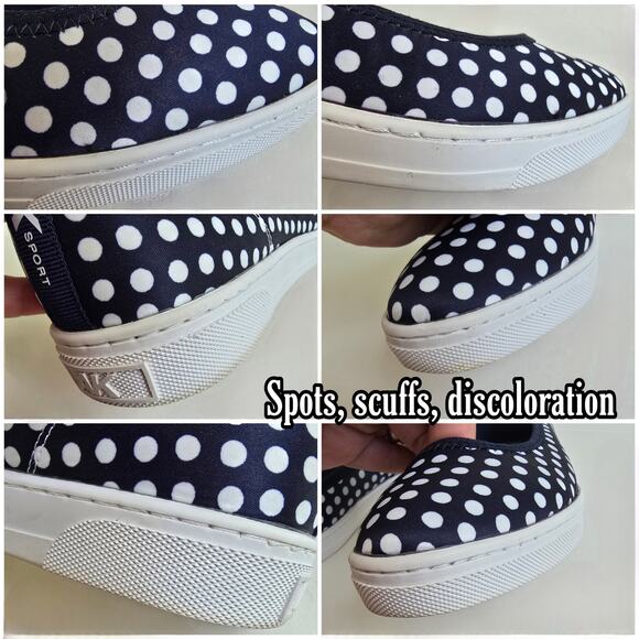 Polka Dot Loafers AK Sport Over The Top Size 8 Navy Blue White Slip On Sneakers - Picture 9 of 14